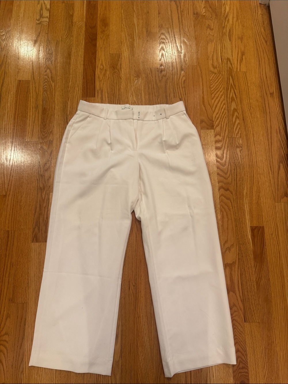 Abercrombie Curve Love White Women's Wide-Leg Cropped Trousers